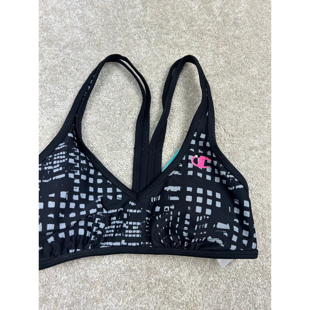 Champion Swim Top Women's Black Pattern XS XTRA LIFE LYCRA Spandex Racerback